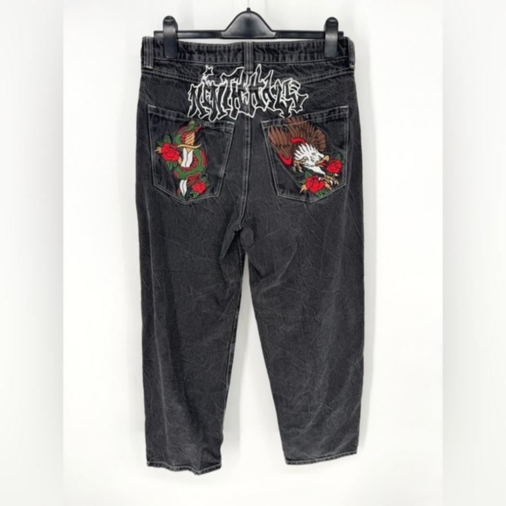 ninth Hall Ambush Embroidered ed Hardy style Relaxed  black Jeans 30